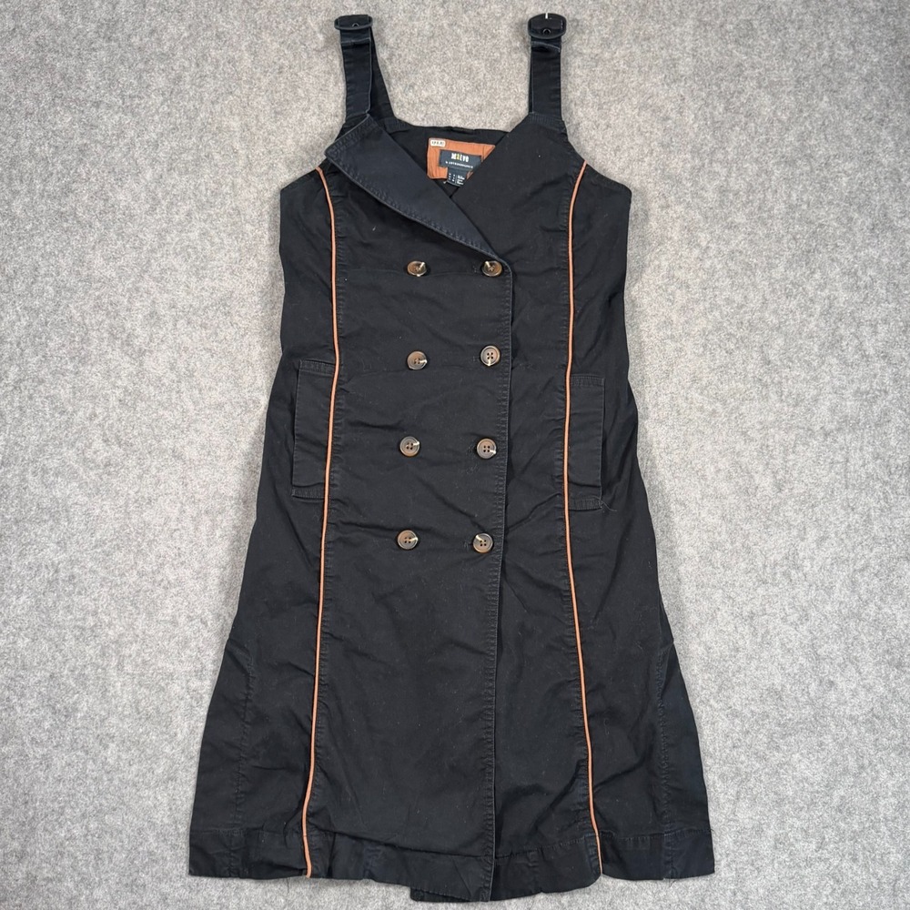 Anthropologie Maeve Black Double Breasted Sleeveless Trench Dress Women's Size 4
